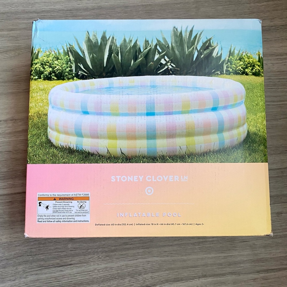 Stoney Clover Lane Rainbow Gingham Inflatable Pool
